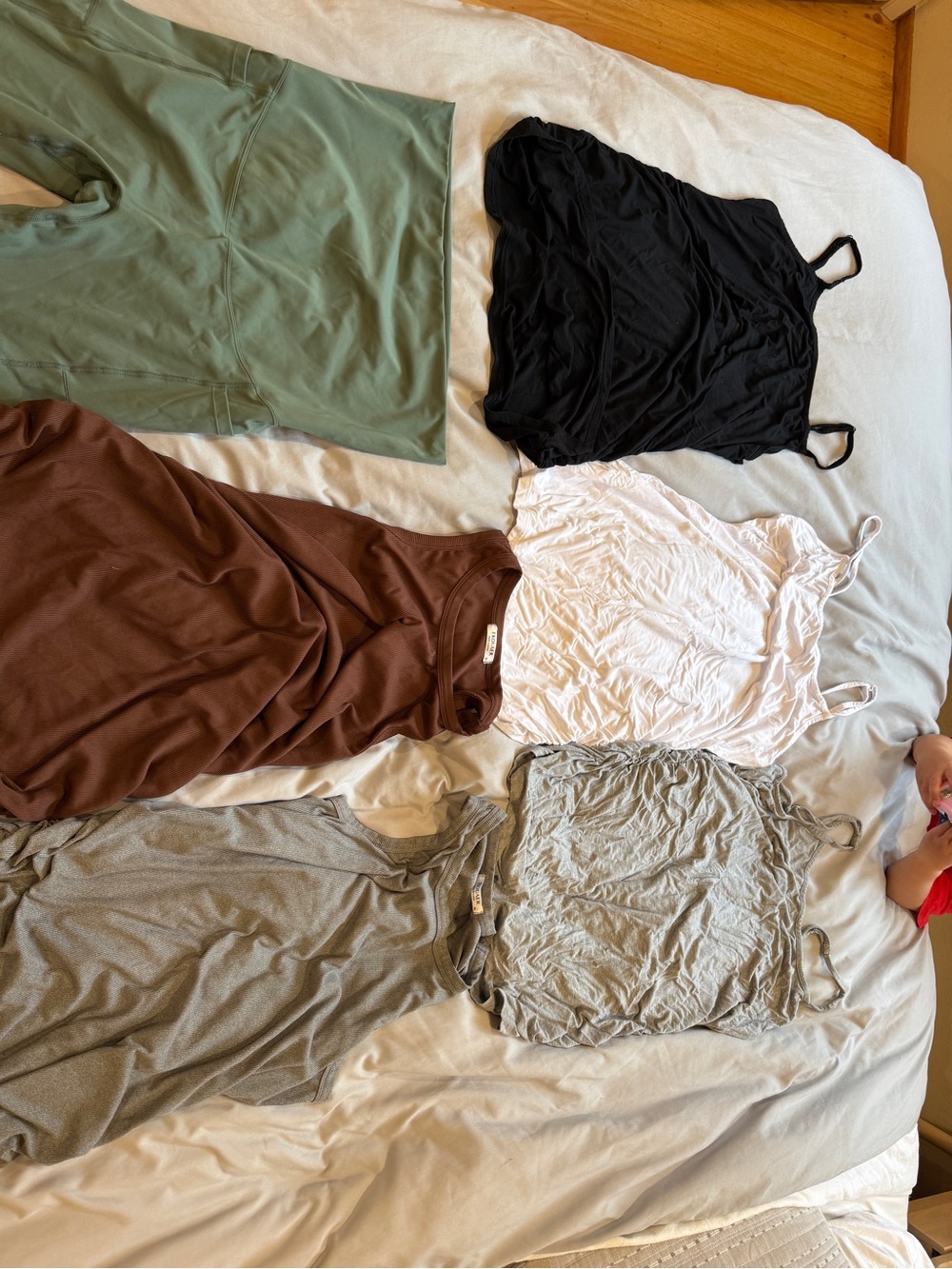 Women's Basic Maternity Tank Tops & Bike Short Bundle- Black, White, Brown, Gray